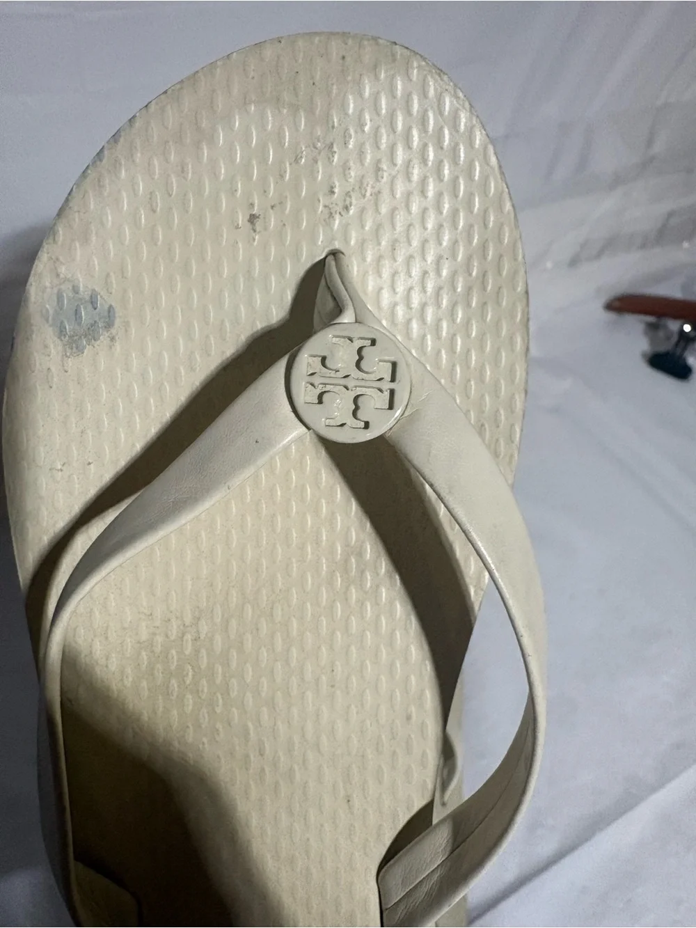 Tory Burch Cream Logo Thong Sandals